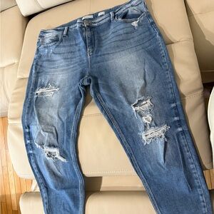KanCan Light Blue Distressed Straight Leg Jeans